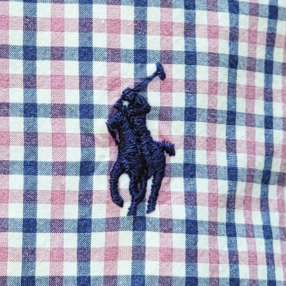 Ralph Lauren Blue Label Plaid Classic Shirt Long Sleeve Blue Pink Men's Medium - Picture 5 of 13